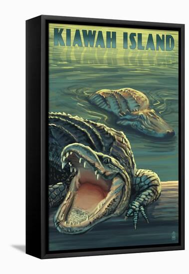 Kiawah Island, South Carolina - Alligator Scene-Lantern Press-Framed Stretched Canvas