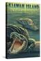Kiawah Island, South Carolina - Alligator Scene-Lantern Press-Stretched Canvas