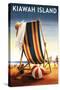 Kiawah Island, South Carolina - Beach Chair and Ball-Lantern Press-Stretched Canvas