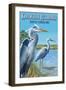 Kiawah Island, South Carolina - Blue Herons-Lantern Press-Framed Art Print