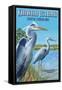Kiawah Island, South Carolina - Blue Herons-Lantern Press-Framed Stretched Canvas