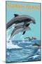 Kiawah Island, South Carolina - Dolphins Jumping-Lantern Press-Mounted Art Print