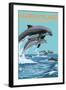 Kiawah Island, South Carolina - Dolphins Jumping-Lantern Press-Framed Art Print