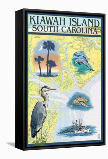 Kiawah Island, South Carolina - Nautical Chart-Lantern Press-Framed Stretched Canvas