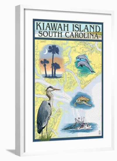 Kiawah Island, South Carolina - Nautical Chart-Lantern Press-Framed Art Print