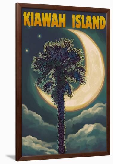 Kiawah Island, South Carolina - Palmetto Moon and Palms-Lantern Press-Framed Art Print