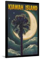 Kiawah Island, South Carolina - Palmetto Moon and Palms-Lantern Press-Framed Art Print