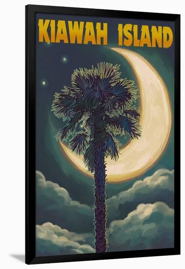 Kiawah Island, South Carolina - Palmetto Moon and Palms-Lantern Press-Framed Art Print