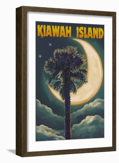 Kiawah Island, South Carolina - Palmetto Moon and Palms-Lantern Press-Framed Art Print