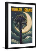 Kiawah Island, South Carolina - Palmetto Moon and Palms-Lantern Press-Framed Art Print