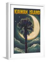 Kiawah Island, South Carolina - Palmetto Moon and Palms-Lantern Press-Framed Art Print