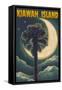 Kiawah Island, South Carolina - Palmetto Moon and Palms-Lantern Press-Framed Stretched Canvas