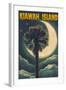 Kiawah Island, South Carolina - Palmetto Moon and Palms-Lantern Press-Framed Art Print