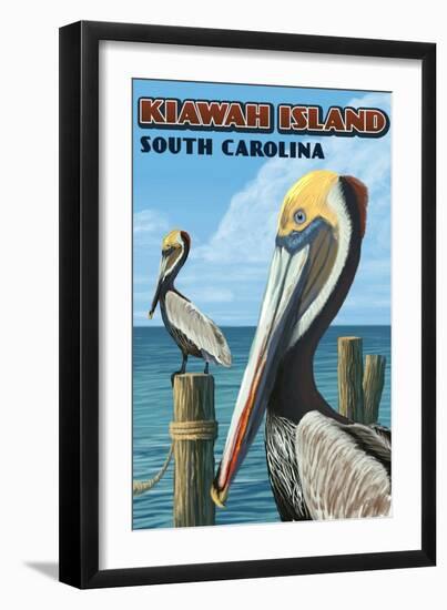 Kiawah Island, South Carolina - Pelicans-Lantern Press-Framed Art Print