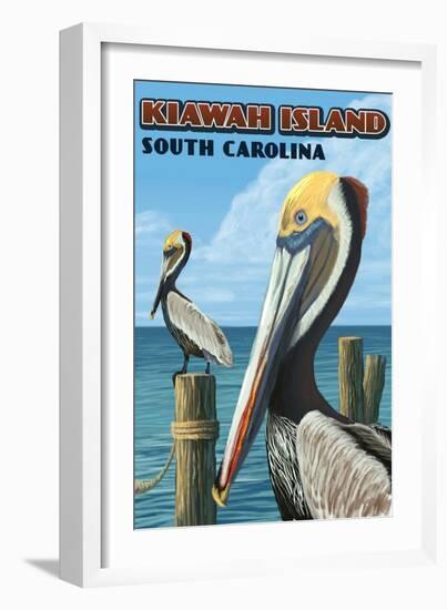 Kiawah Island, South Carolina - Pelicans-Lantern Press-Framed Art Print