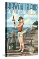 Kiawah Island, South Carolina - Pinup Girl Fishing-Lantern Press-Stretched Canvas