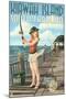 Kiawah Island, South Carolina - Pinup Girl Fishing-Lantern Press-Mounted Art Print