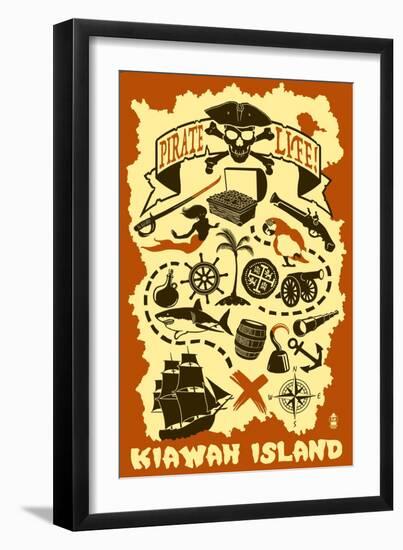 Kiawah Island, South Carolina - Pirate Icons-Lantern Press-Framed Art Print