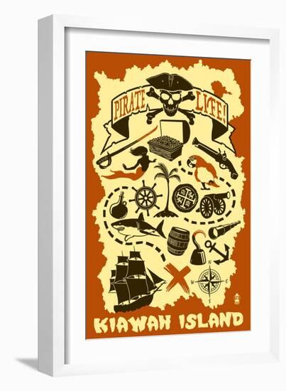 Kiawah Island, South Carolina - Pirate Icons-Lantern Press-Framed Art Print