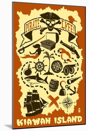 Kiawah Island, South Carolina - Pirate Icons-Lantern Press-Mounted Art Print