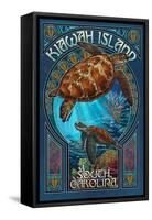 Kiawah Island, South Carolina - Sea Turtle Art Nouveau-Lantern Press-Framed Stretched Canvas