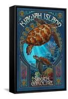 Kiawah Island, South Carolina - Sea Turtle Art Nouveau-Lantern Press-Framed Stretched Canvas