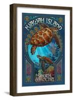 Kiawah Island, South Carolina - Sea Turtle Art Nouveau-Lantern Press-Framed Art Print