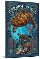 Kiawah Island, South Carolina - Sea Turtle Art Nouveau-Lantern Press-Mounted Art Print
