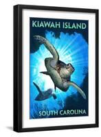 Kiawah Island - South Carolina - Sea Turtle Diving-Lantern Press-Framed Art Print