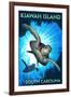 Kiawah Island - South Carolina - Sea Turtle Diving-Lantern Press-Framed Art Print