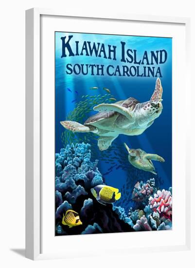 Kiawah Island, South Carolina - Sea Turtles Swimming-Lantern Press-Framed Art Print