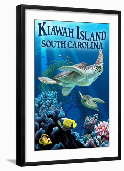 Kiawah Island, South Carolina - Sea Turtles Swimming-Lantern Press-Framed Art Print