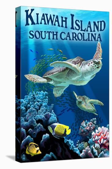 Kiawah Island, South Carolina - Sea Turtles Swimming-Lantern Press-Stretched Canvas
