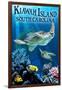 Kiawah Island, South Carolina - Sea Turtles Swimming-Lantern Press-Framed Art Print