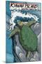 Kiawah Island, South Carolina - Sea Turtles Woodblock Print-Lantern Press-Mounted Art Print