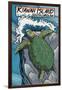 Kiawah Island, South Carolina - Sea Turtles Woodblock Print-Lantern Press-Framed Art Print