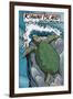 Kiawah Island, South Carolina - Sea Turtles Woodblock Print-Lantern Press-Framed Art Print