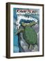 Kiawah Island, South Carolina - Sea Turtles Woodblock Print-Lantern Press-Framed Art Print