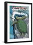 Kiawah Island, South Carolina - Sea Turtles Woodblock Print-Lantern Press-Framed Art Print