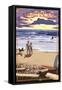 Kiawah Island, South Carolina - Sunset and Beach-Lantern Press-Framed Stretched Canvas