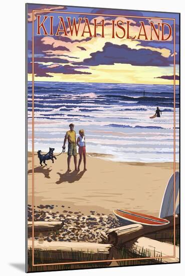 Kiawah Island, South Carolina - Sunset and Beach-Lantern Press-Mounted Art Print