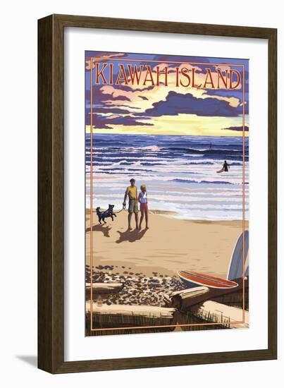 Kiawah Island, South Carolina - Sunset and Beach-Lantern Press-Framed Art Print