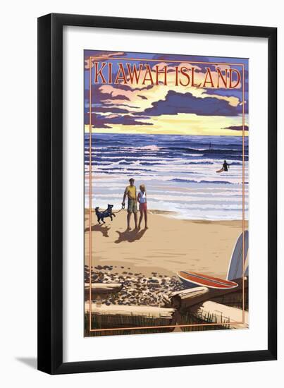 Kiawah Island, South Carolina - Sunset and Beach-Lantern Press-Framed Art Print