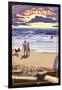 Kiawah Island, South Carolina - Sunset and Beach-Lantern Press-Framed Art Print