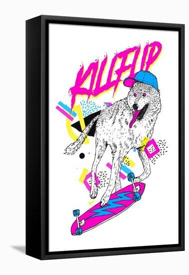 Kickflip Wolf-Robert Farkas-Framed Stretched Canvas