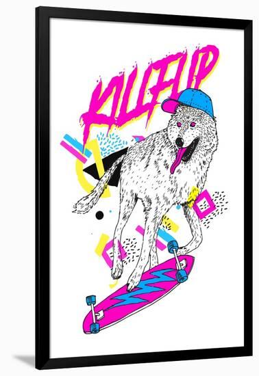 Kickflip Wolf-Robert Farkas-Framed Art Print