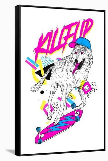 Kickflip Wolf-Robert Farkas-Framed Stretched Canvas