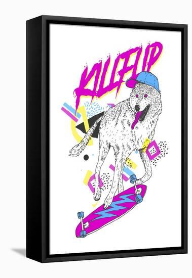 Kickflip Wolf-Robert Farkas-Framed Stretched Canvas