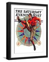 "Kickoff," Saturday Evening Post Cover, October 23, 1937-Elbert Mcgran Jackson-Framed Giclee Print
