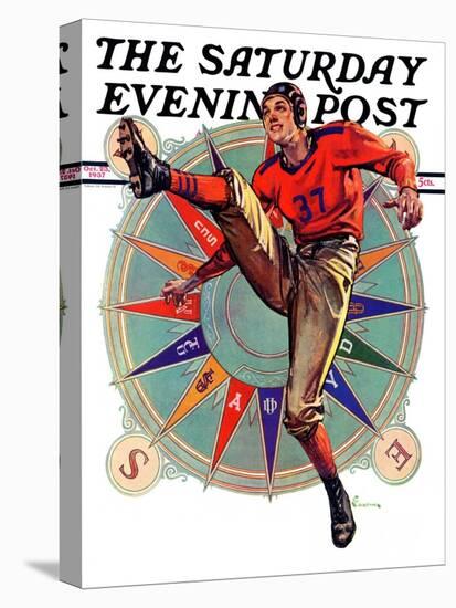 "Kickoff," Saturday Evening Post Cover, October 23, 1937-Elbert Mcgran Jackson-Stretched Canvas